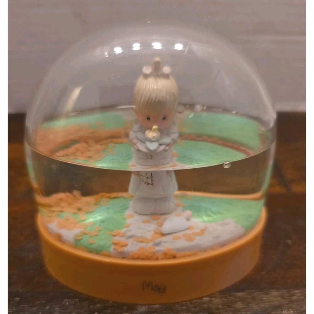 Vintage Precious Moments May Birthday Mini Water Globe Snow Globe Flower Girl